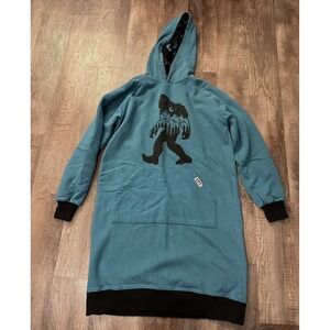 Lazy One Big Foot Hoodie Nightgown Women's S/m Teal Blue EUC